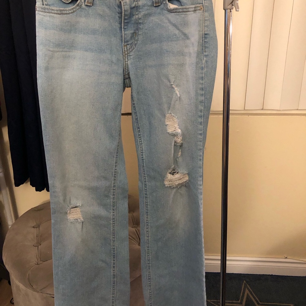 Levi's Light Blue Distressed Wide Leg Jeans